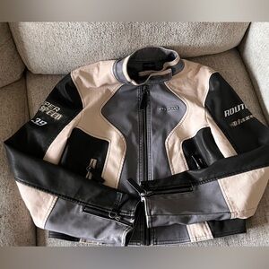 iets frans... Faux Leather Panelled Motocross Jacket